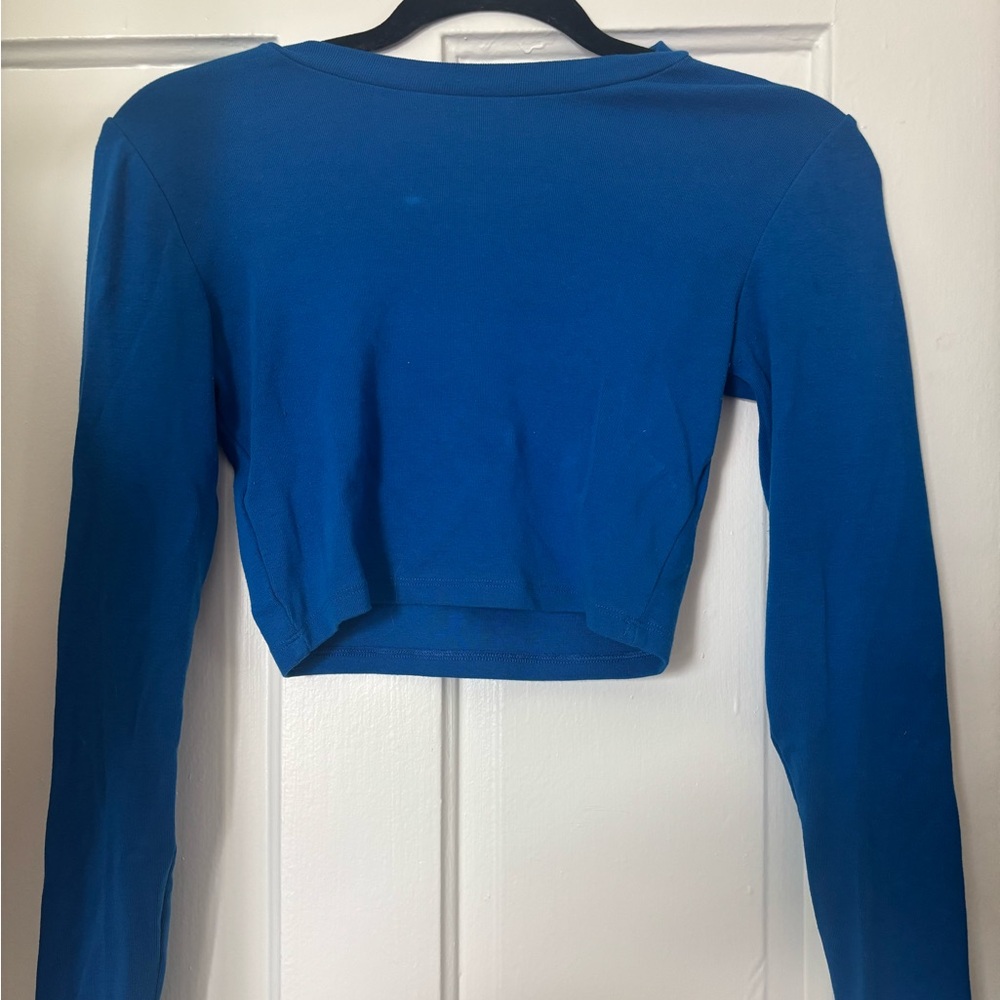 Long Sleeve Blue Zara Crop Top